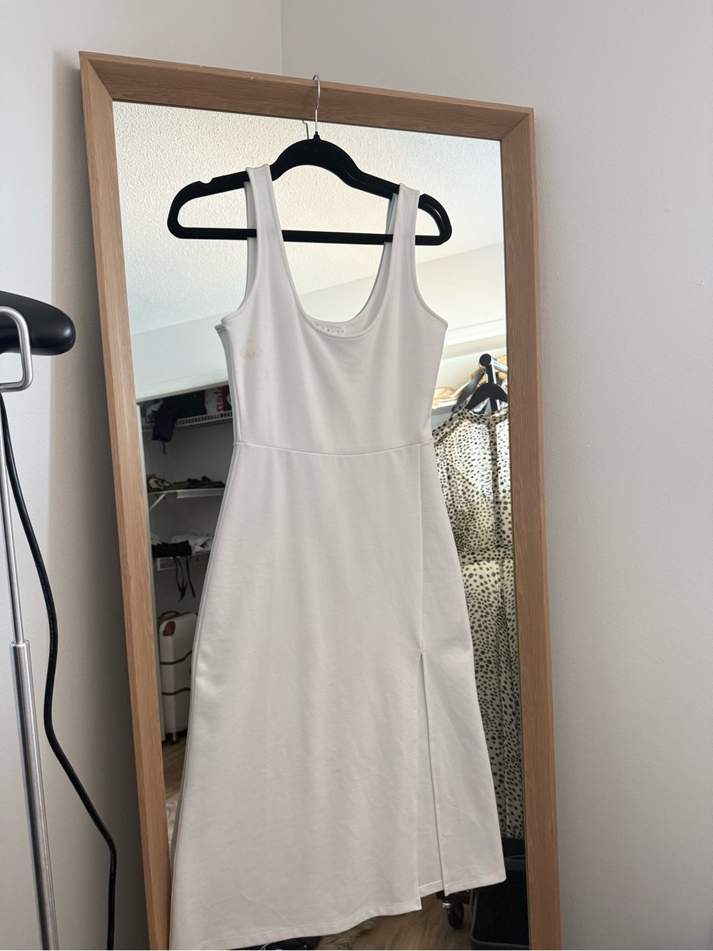 Women's White Scoop Neck Tank Midi Dress